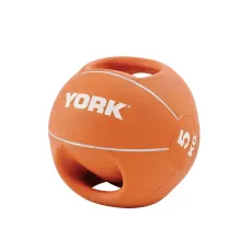 М'яч медбол 5кг York Fitness із двома ручками, помаранчевий