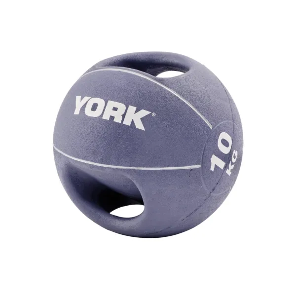 Мяч медбол 10кг York Fitness с двумя ручками фиолетовый