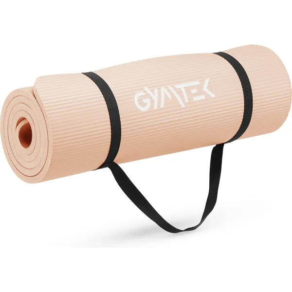 Коврик (мат) для фитнеса и йоги Gymtek NBR 1,5см персиковый