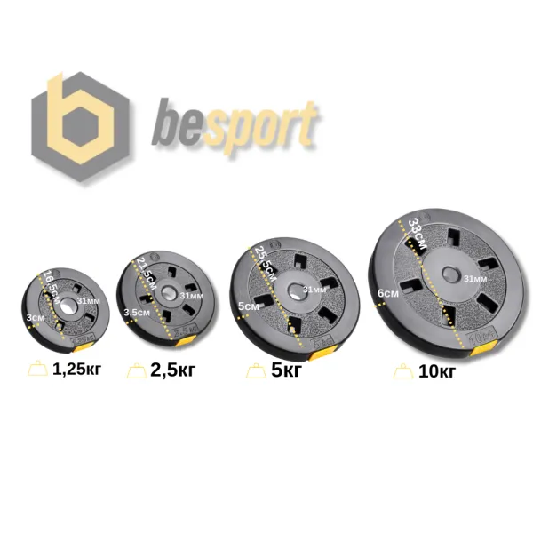 Набір гантелі-штанга 2в1 Besport PowerPro 22кг з перехідником