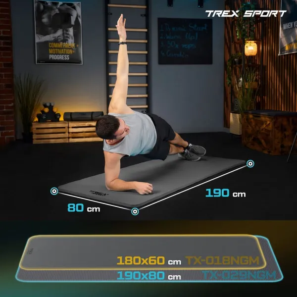 Коврик для йоги Trex Sport TX-029NGM NBR 2см 190х80 серый