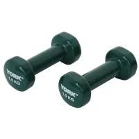 Гантели для фитнеса виниловые круглые York Fitness 2х1,5кг зеленый