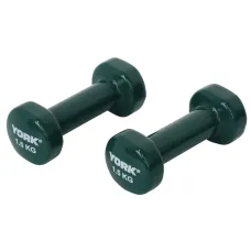 Гантели для фитнеса виниловые круглые York Fitness 2х1,5кг зеленый