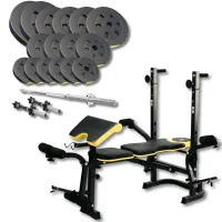 Набір Besport PowerPro 68кг з прямим грифом та лавою WB-004