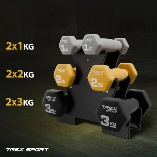 Набір фітнес гантелей TREX Sport TX-V120VS з підставкою 12кг