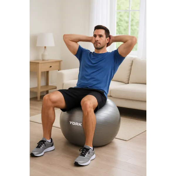 Фітбол York Fitness 75см сірий + насос
