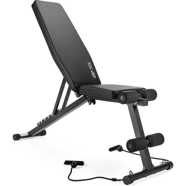 Складана регульована лава для тренувань Gymtek XL400 з еспандерами для дому