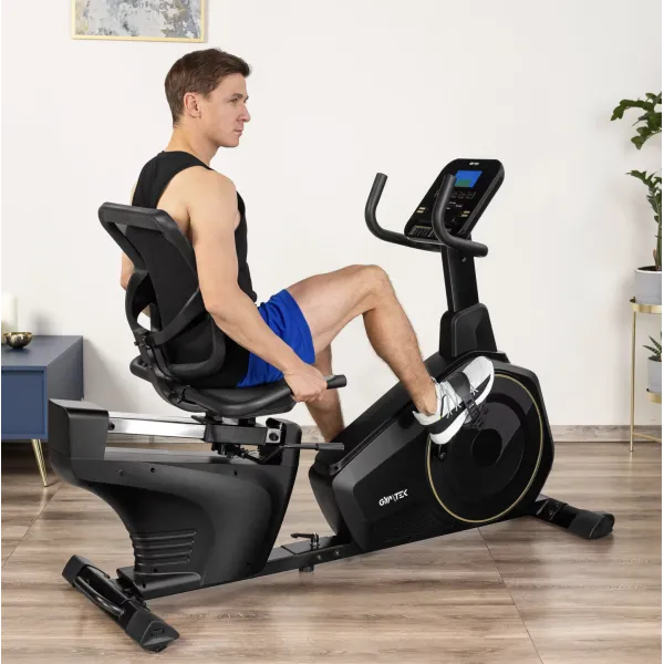 Горизонтальний велотренажер Gymtek XBR6000 електромагнітний золотистий