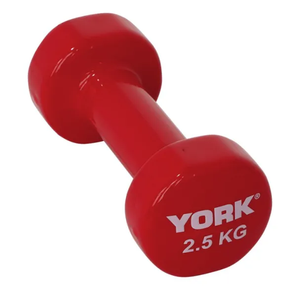 Гантелі для фітнесу вінілові круглі York Fitness 2х2,5кг червоний
