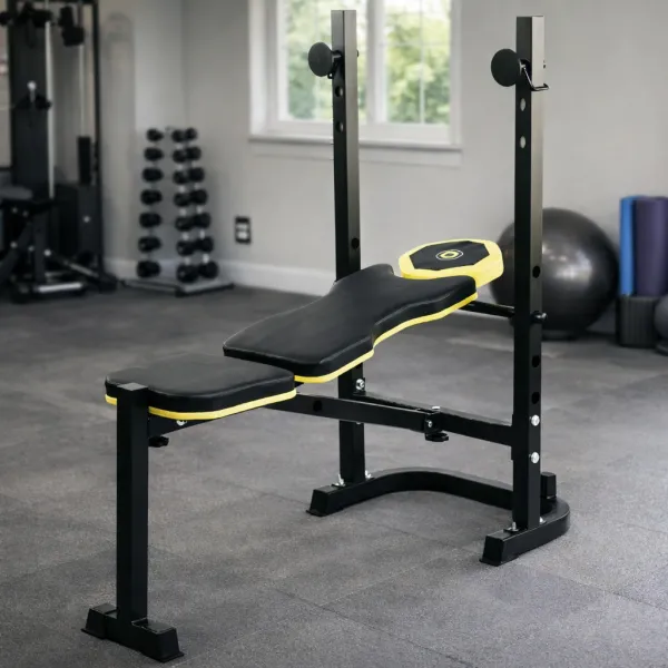 Тренувальна лавка Besport WB-003 горизонтальна для жиму зі стійкою під штангу