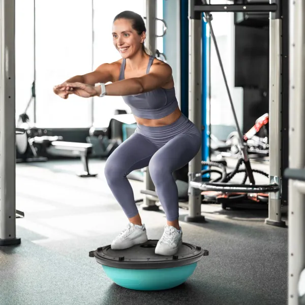 Балансувальна півсфера Gymtek Flex Core Half Ball 58см з еспандерами + насос блакитний