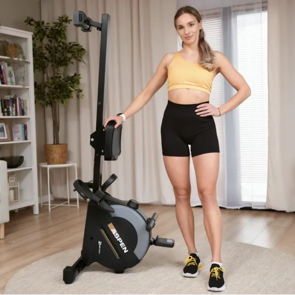 Гребной тренажер Hop-Sport HS-080R Aspen магнитный черно-золотистый