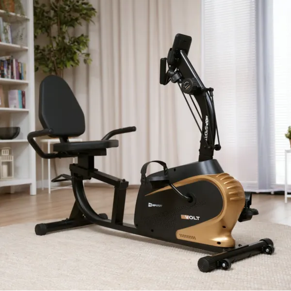 Горизонтальный велотренажер Hop-Sport HS-045L Volt магнитный золотистый