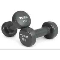 Гантели для фитнеса виниловые круглые York Fitness 2х4кг серый