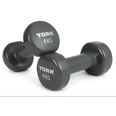 Гантели для фитнеса виниловые круглые York Fitness 2х4кг серый