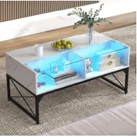 Журнальный стол Costway Moderne с подсветкой мраморный