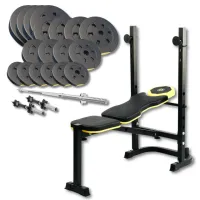 Набір Besport PowerPro 89кг з прямим грифом та лавою WB-003