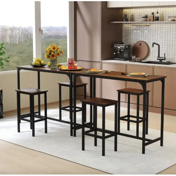 Барний стіл та 2 барні стільці Costway Hoobro в стилі Loft