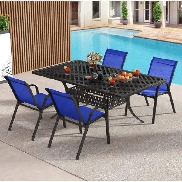 Комплект садових стільців Costway Patio з підлокітниками синій