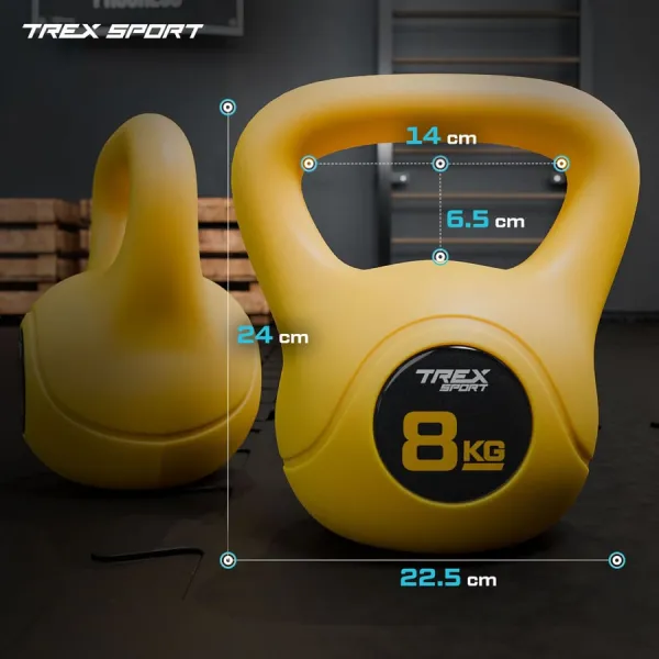 Гиря вінілова 8кг Trex Sport TX-008CKB жовта