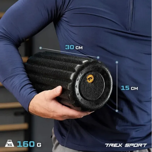 Роллер масажер ребристий Trex Sport TX-030EPR EPP 30см чорний