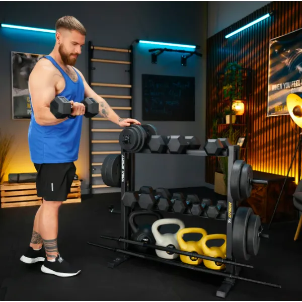 Стійка 3-рівнева для гантелей, грифів та гирь Trex Sport TX-075DR