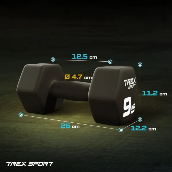 Гантелі для фітнесу неопренові TREX Sport TX-090VD 2x9кг