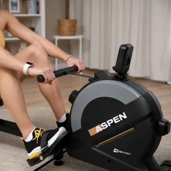 Гребной тренажер Hop-Sport HS-080R Aspen магнитный черно-золотистый