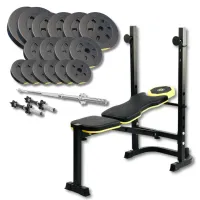 Набір Besport PowerPro 68кг з прямим грифом та лавою WB-003