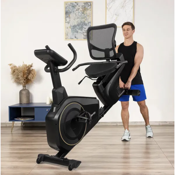 Горизонтальний велотренажер Gymtek XBR6000 електромагнітний золотистий