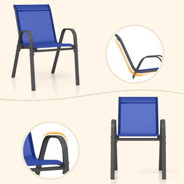Комплект садових стільців Costway Patio з підлокітниками синій