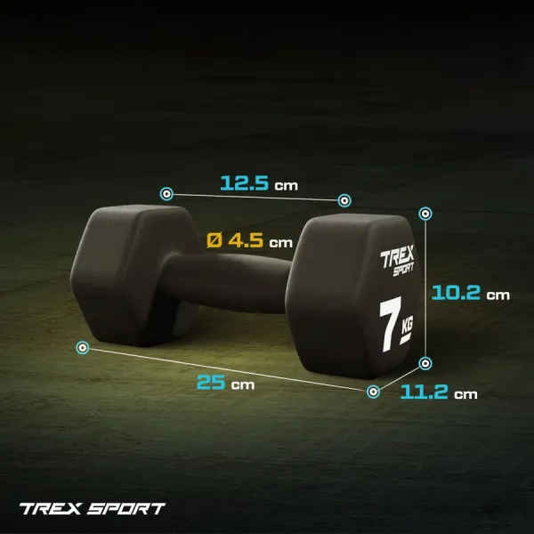 Гантели для фитнеса неопреновые TREX Sport TX-070VD 2x7кг