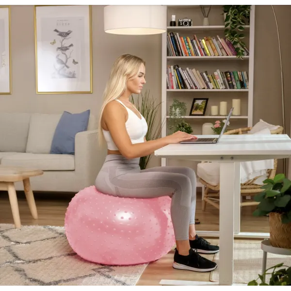 Фітбол масажний Hop-Sport 65см рожевий + насос