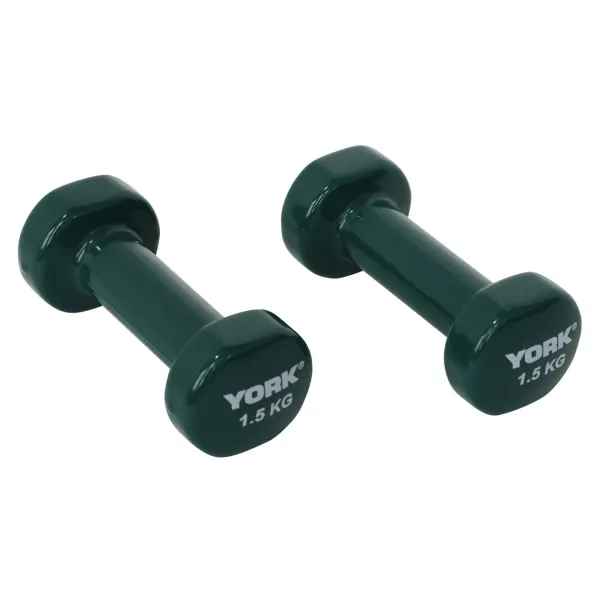 Гантелі для фітнесу вінілові круглі York Fitness 2х1,5кг зелений