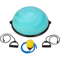 Балансувальна півсфера Gymtek Flex Core Half Ball 58см з еспандерами + насос блакитний