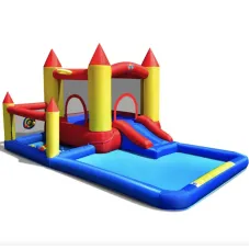 Надувной водный центр Costway Happyland с горкой 400см с вентилятором