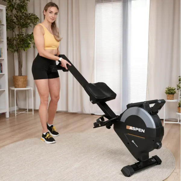 Гребной тренажер Hop-Sport HS-080R Aspen магнитный черно-золотистый