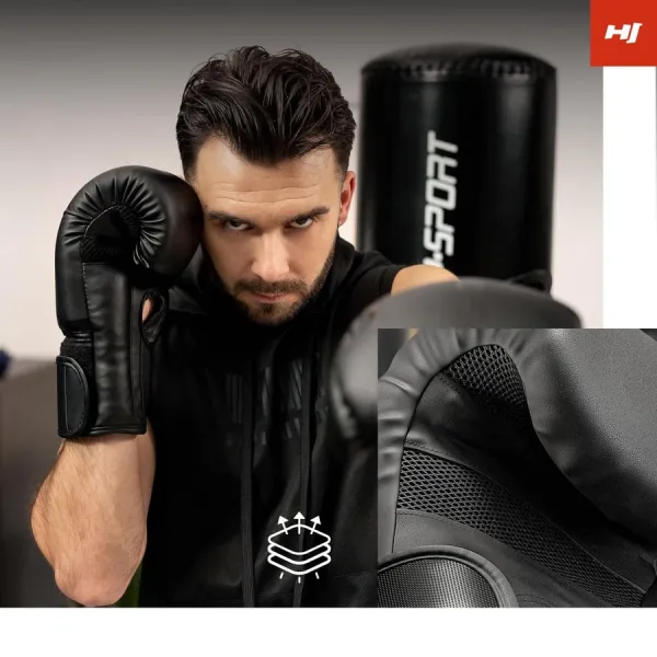 Боксерские перчатки Hop-Sport HS-BG12 12oz черные