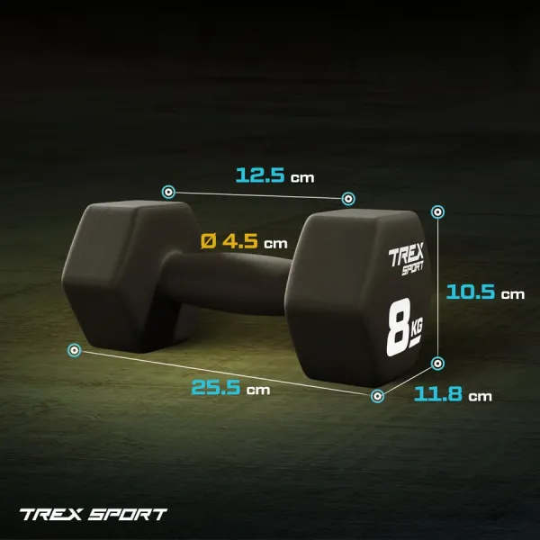 Гантелі для фітнесу неопренові TREX Sport TX-080VD 2x8кг