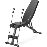 Складана регульована лава для тренувань Gymtek XL400 з еспандерами для дому