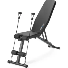 Складная регулируемая скамья для тренировок Gymtek XL400 с эспандерами для дома