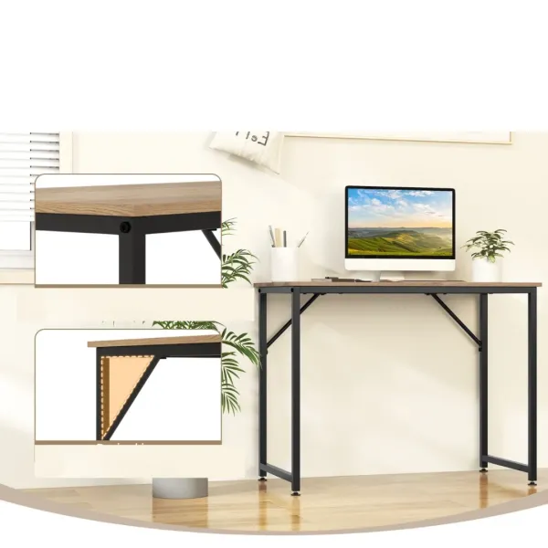 Письмовий стіл Costway Homart із сталевим каркасом натуральний