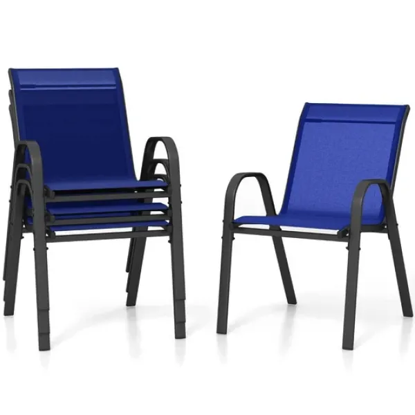 Комплект садових стільців Costway Patio з підлокітниками синій