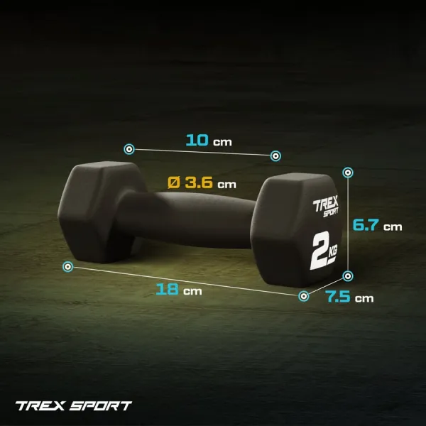 Гантелі для фітнесу неопренові TREX Sport TX-020VD 2x2кг