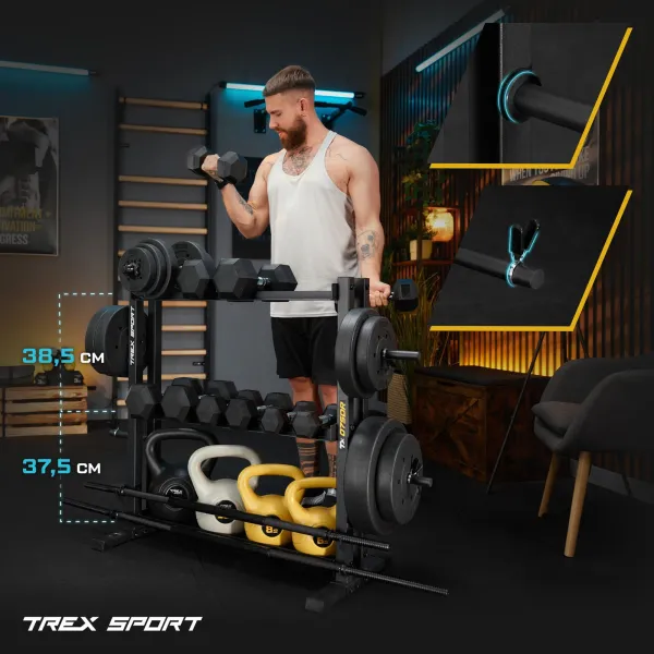 Стійка 3-рівнева для гантелей, грифів та гирь Trex Sport TX-075DR