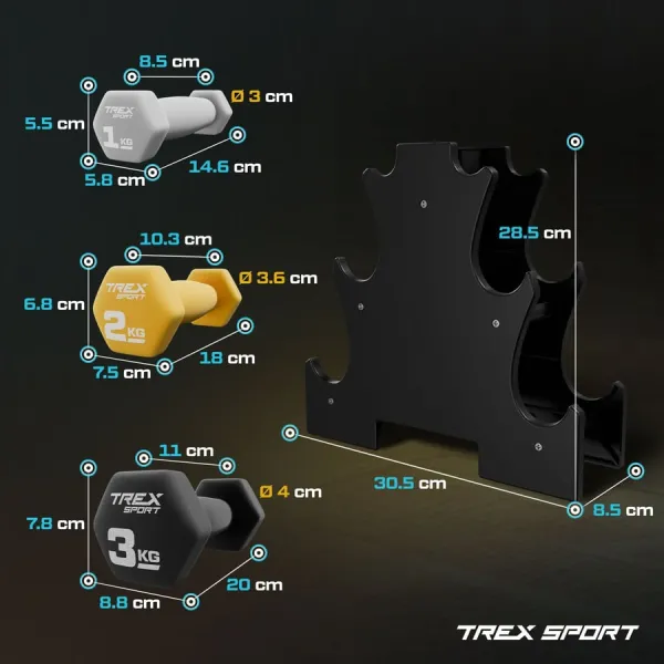 Набір фітнес гантелей TREX Sport TX-V120VS з підставкою 12кг