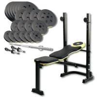 Набор Besport PowerPro 109кг с прямым грифом и скамьей WB-003
