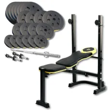 Набор Besport PowerPro 109кг с прямым грифом и скамьей WB-003