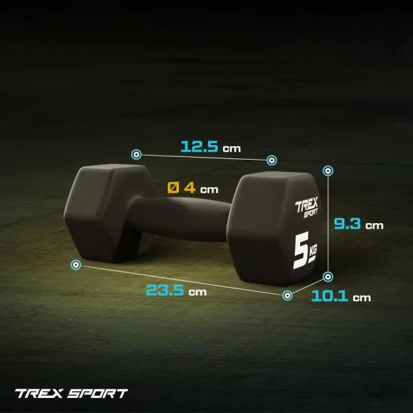 Гантели для фитнеса неопреновые TREX Sport TX-050VD 2x5кг