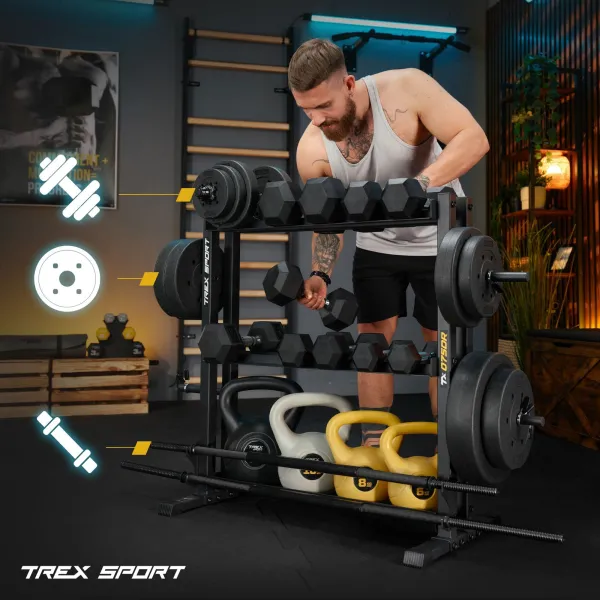Стійка 3-рівнева для гантелей, грифів та гирь Trex Sport TX-075DR